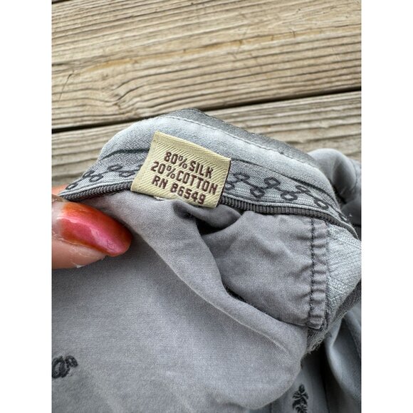 Tommy Bahama Long Sleeve Gray Black Striped Silk Button Up Shirt Mens Medium - Picture 7 of 7